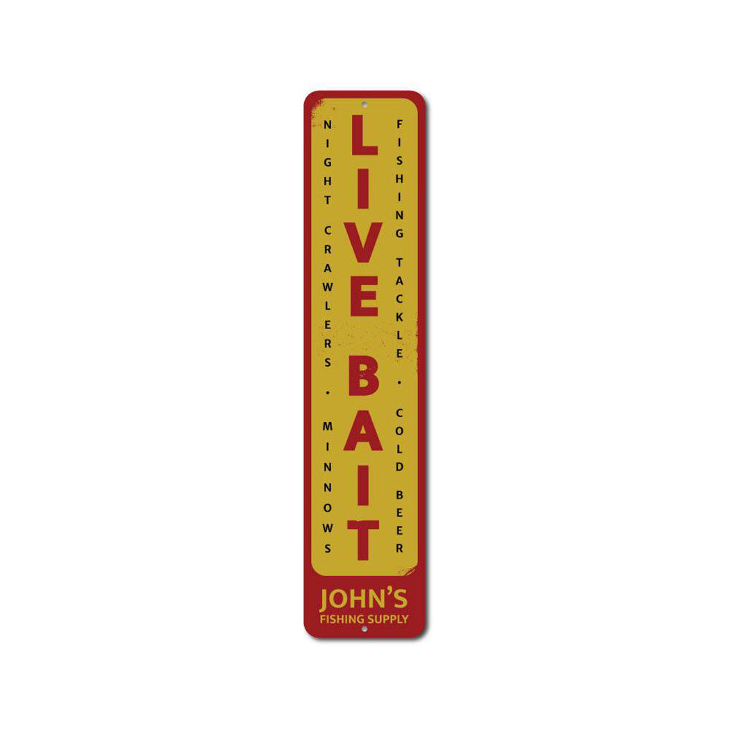 Live Bait Vertical Metal Sign