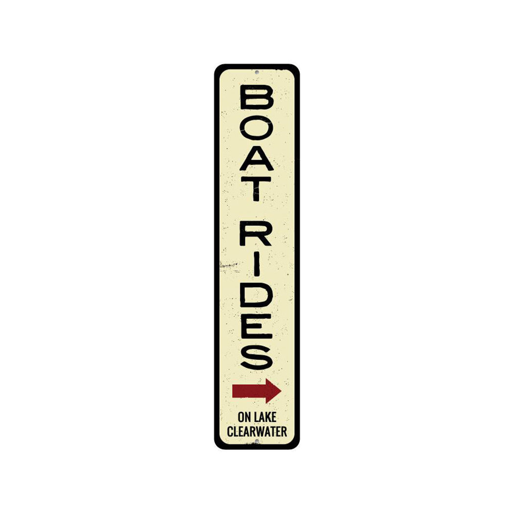 Boat Rides Vertical Metal Sign