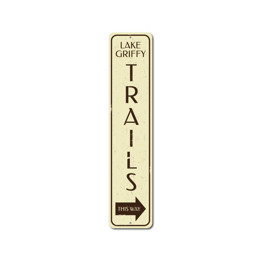 Trails This Way Vertical Metal Sign