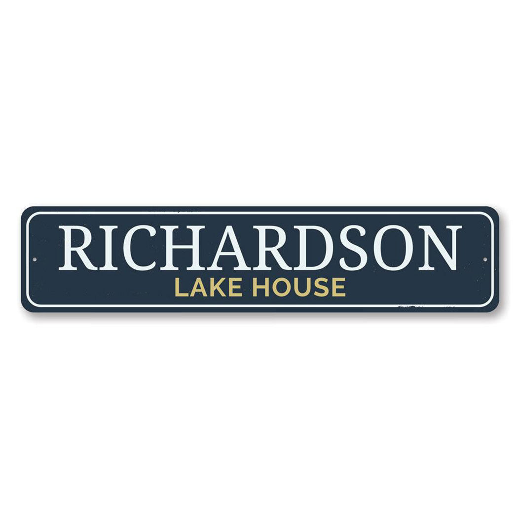 Lake House Last Name Metal Sign