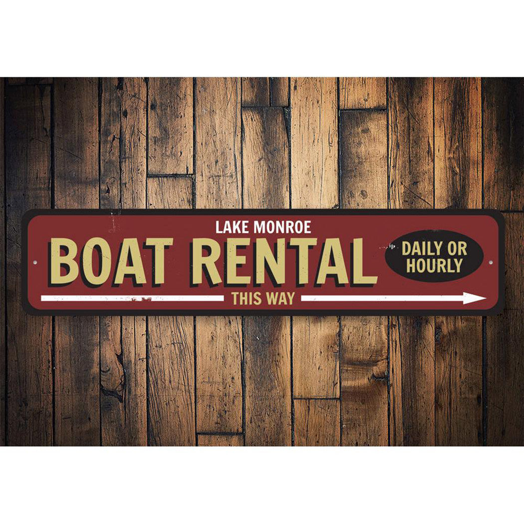 Boat Rental This Way Arrow Sign