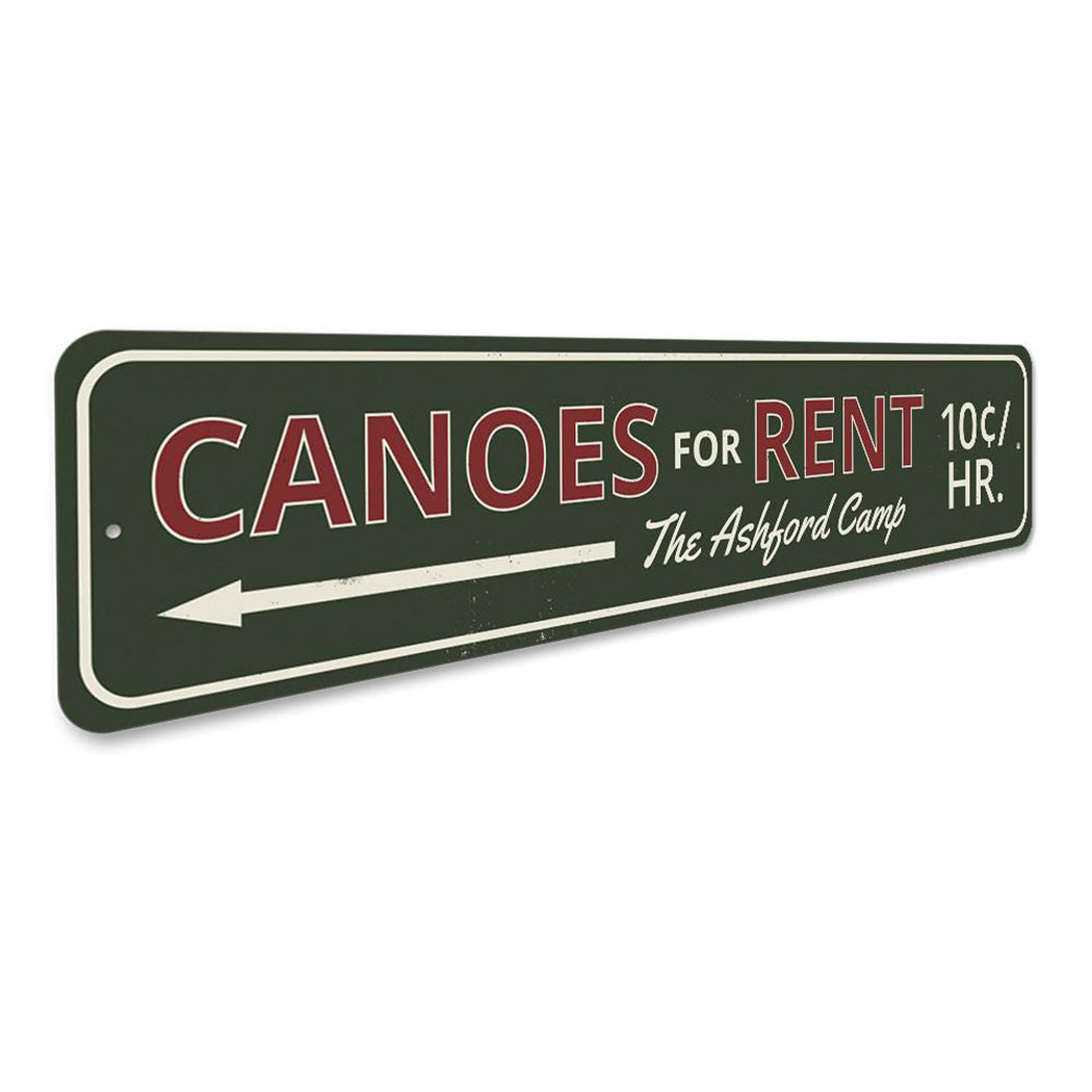 Canoes For Rent Sign