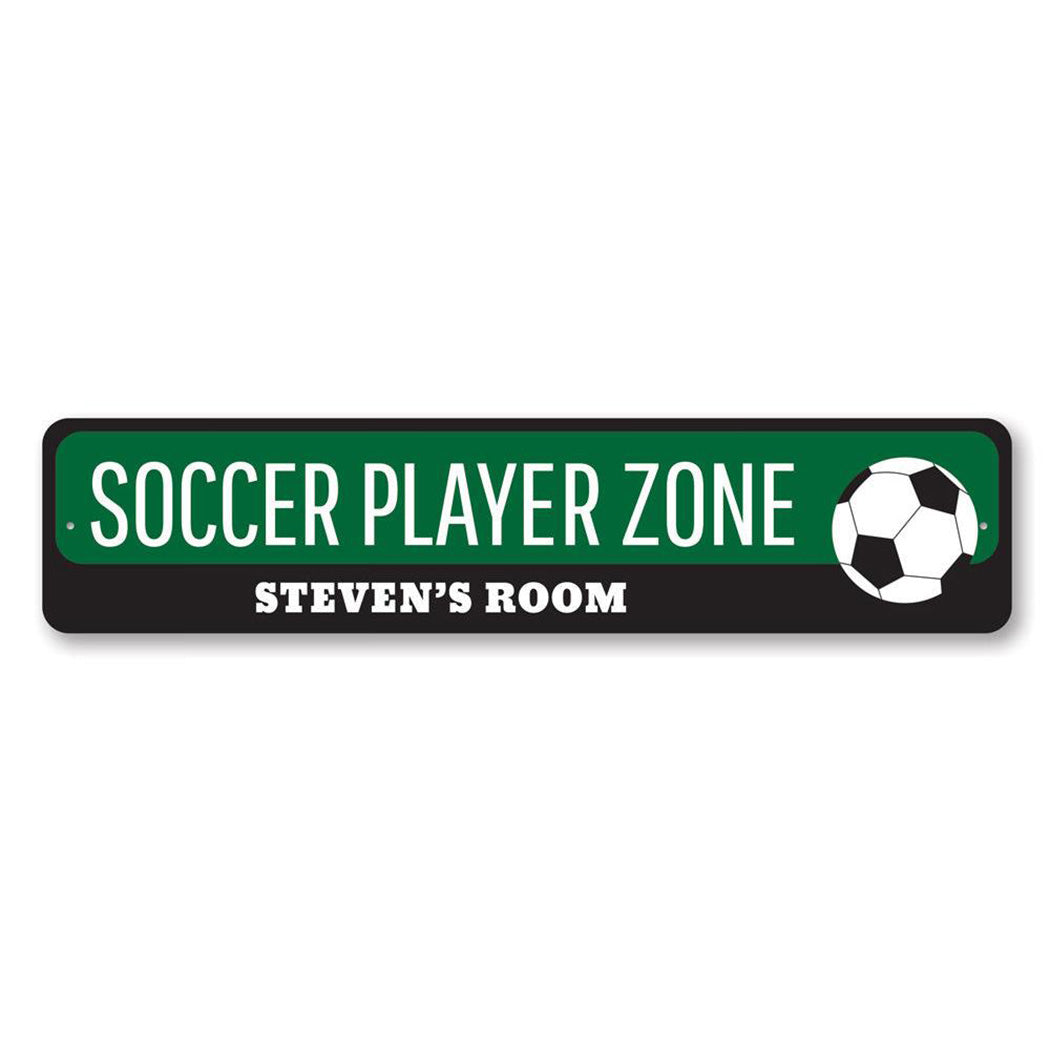 Soccer Player Zone Metal Sign