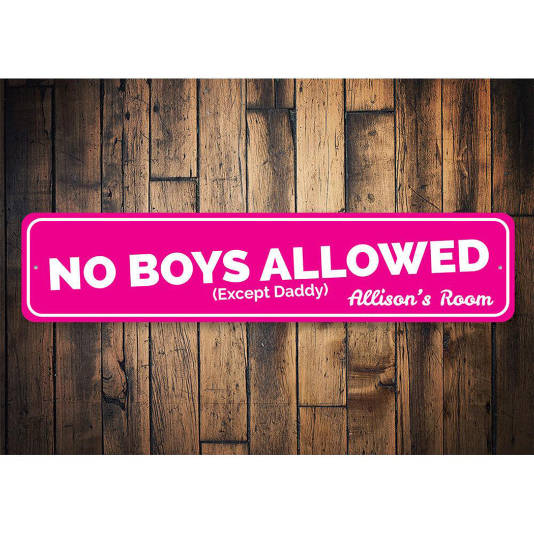 No Boys Allowed Except Daddy Sign