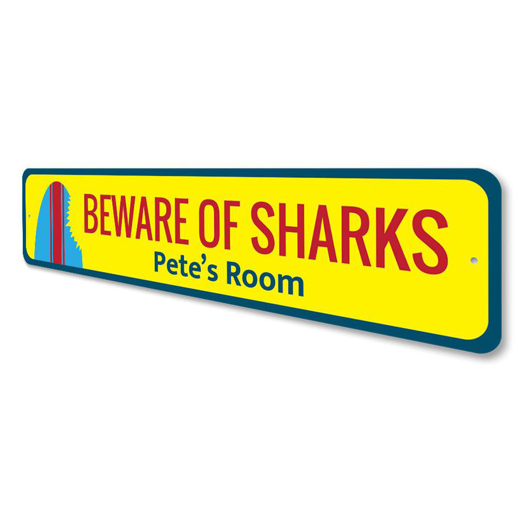 Beware of Sharks Surfboard Sign