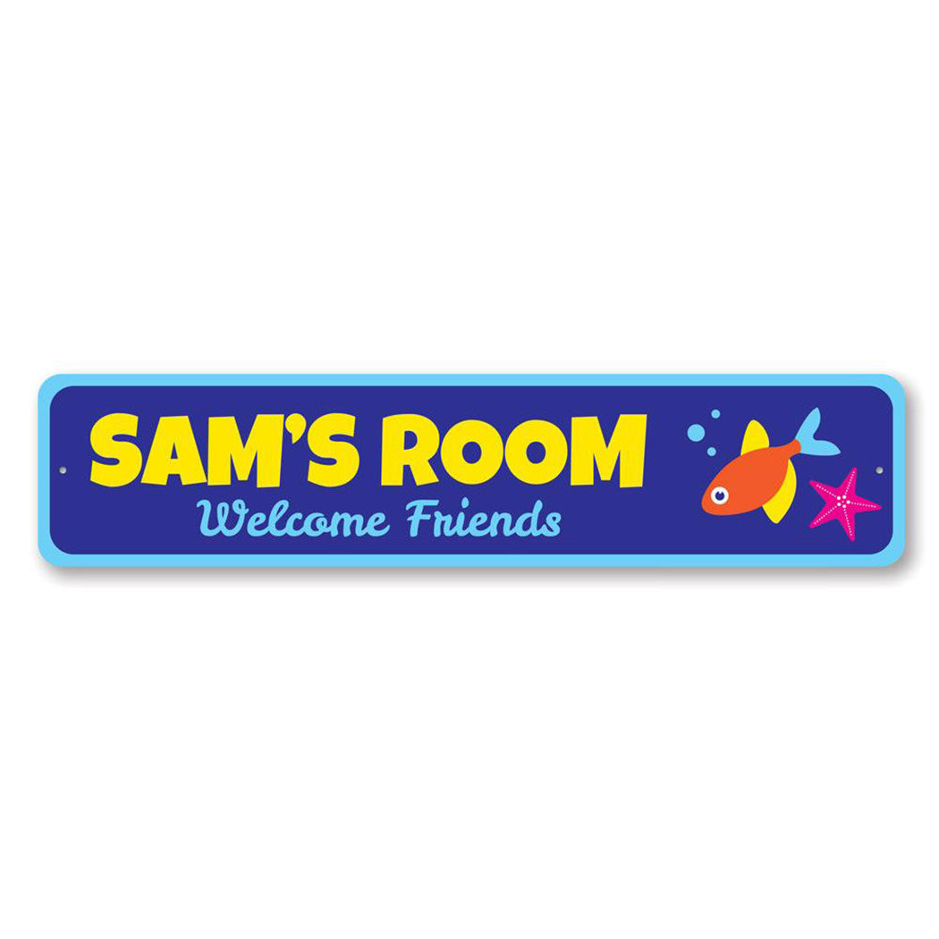 Aquatic Welcome Friends Metal Sign