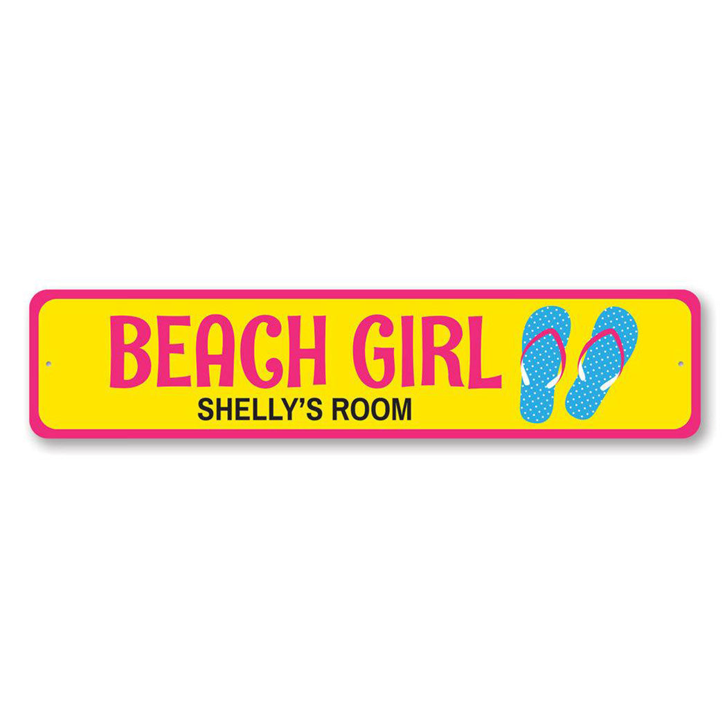 Beach Girl Metal Sign