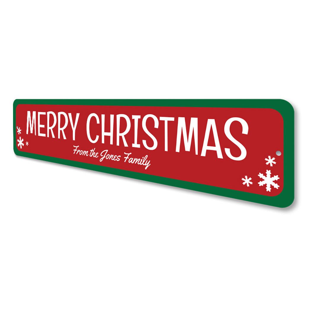 Merry Christmas Family name Snowflake Sign