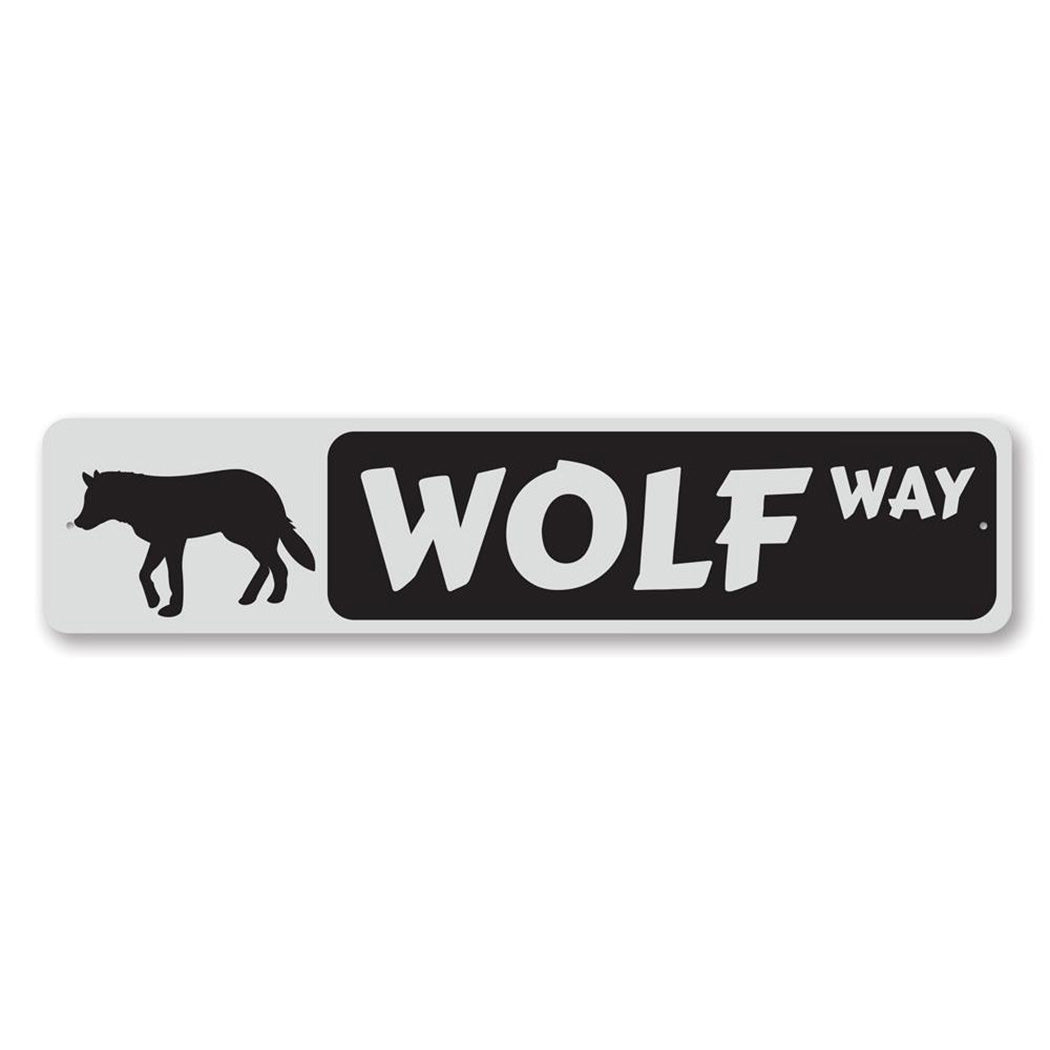 Wolf Way Metal Sign