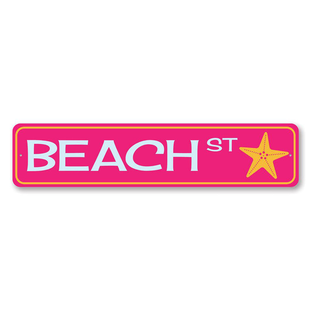 Beach Street Metal Sign