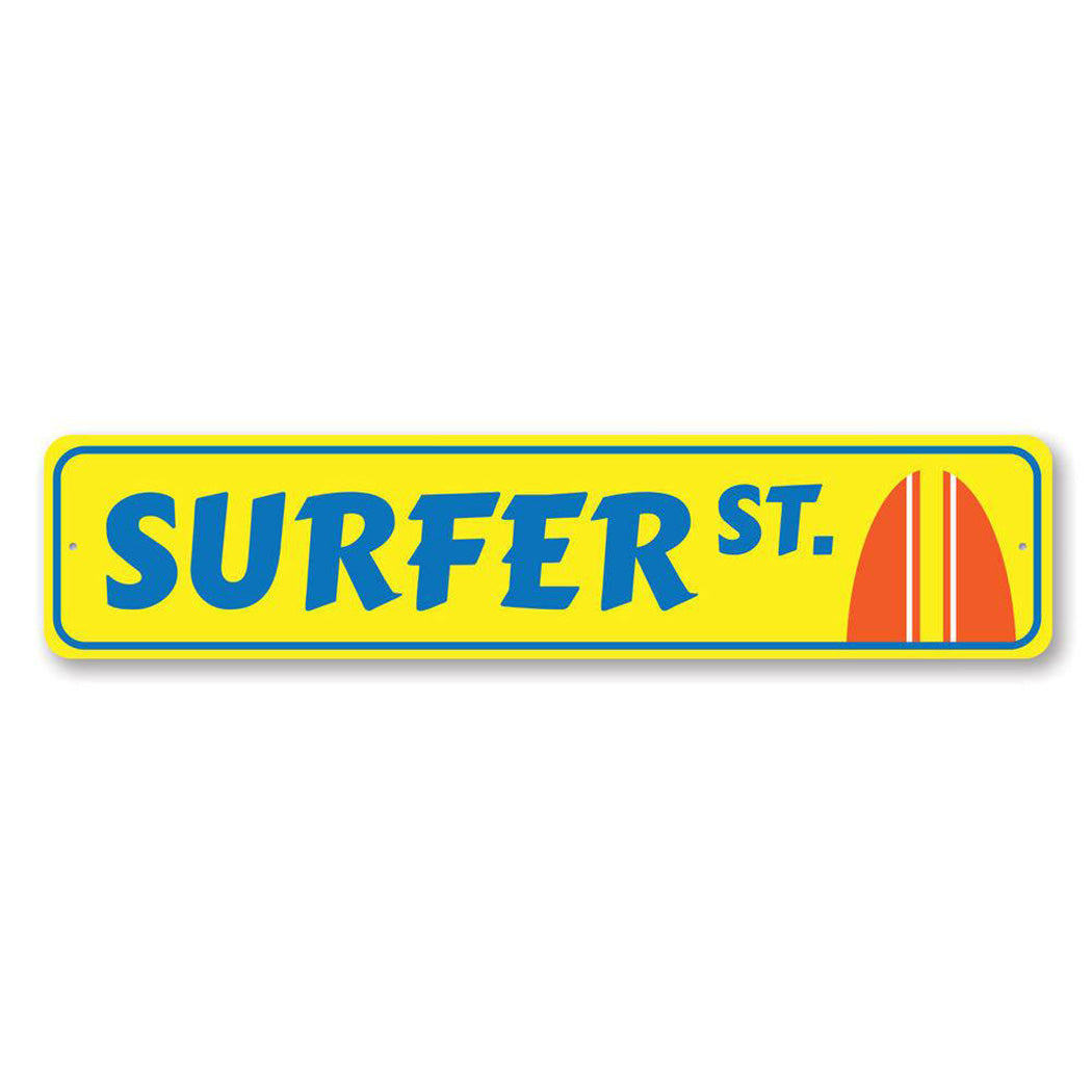 Surfer Street Metal Sign