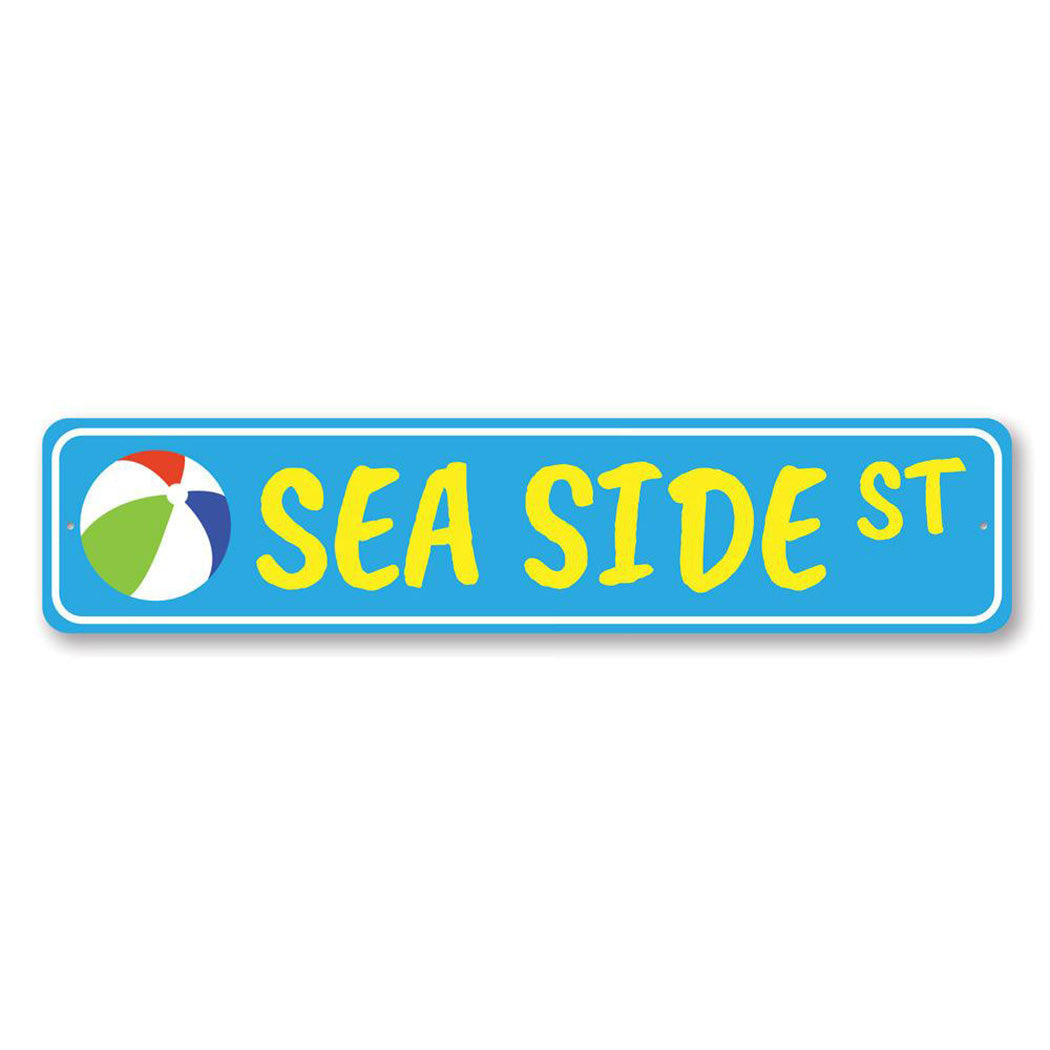 Seaside Street Metal Sign