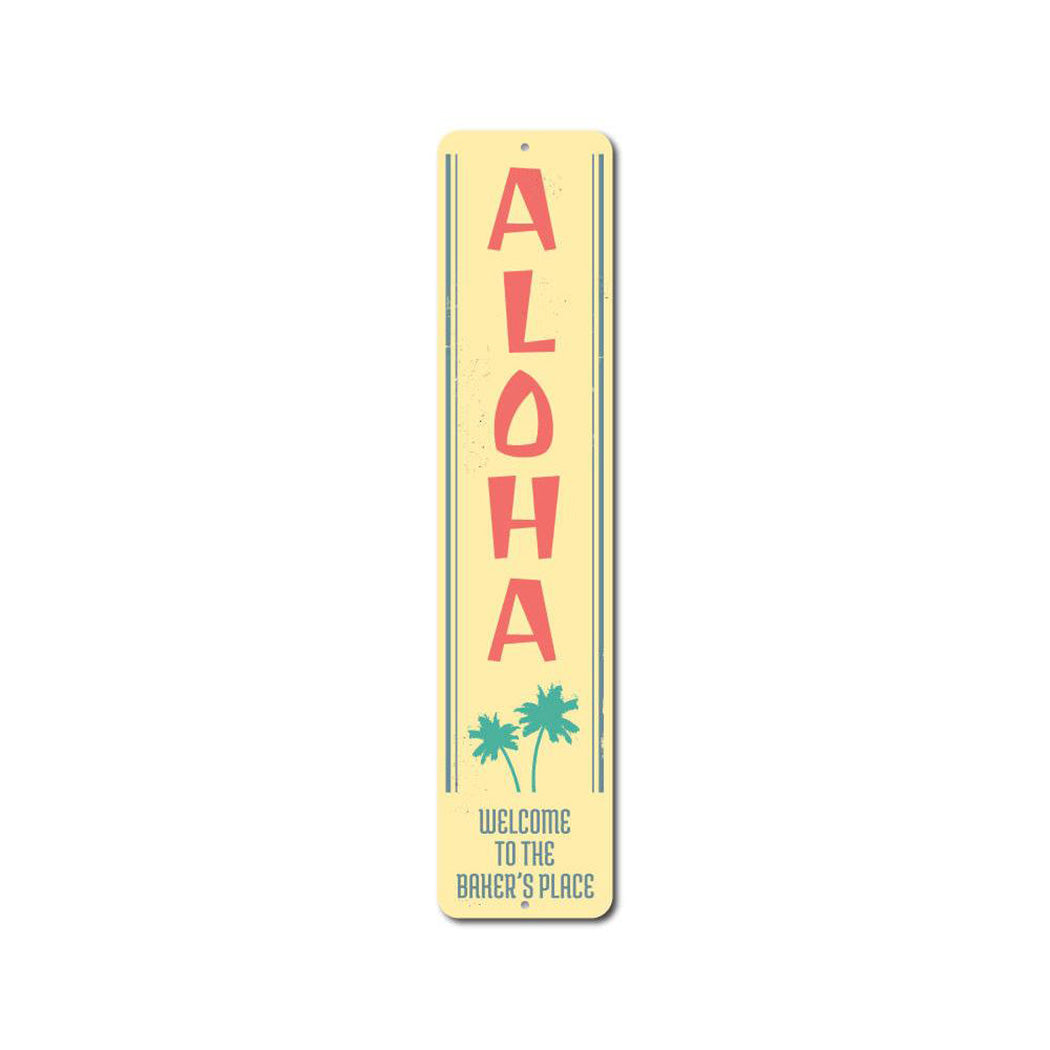 Aloha Vertical Metal Sign