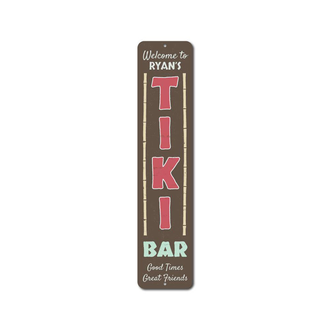 Tiki Bar Vertical Welcome Metal Sign
