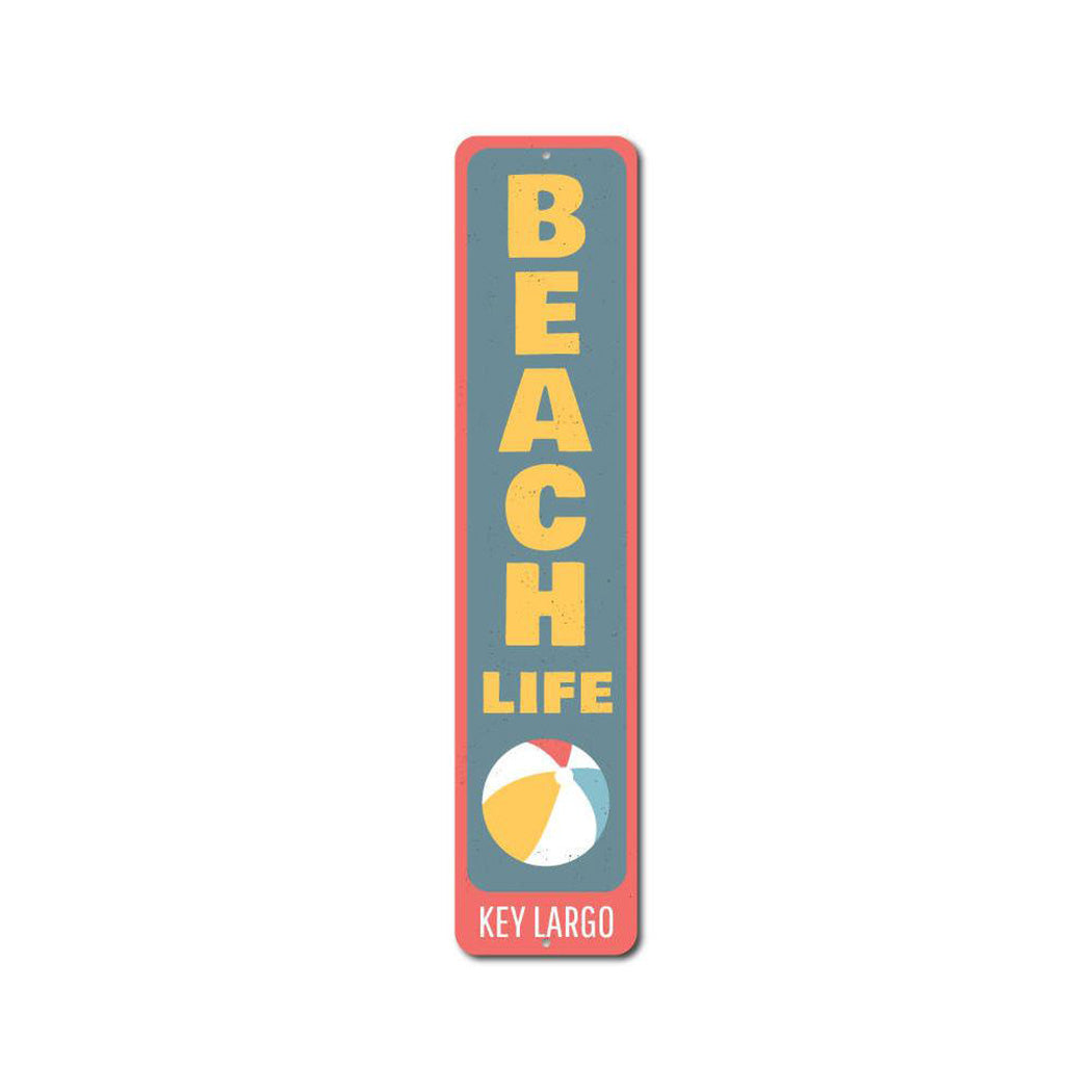 Beach Life Vertical Metal Sign