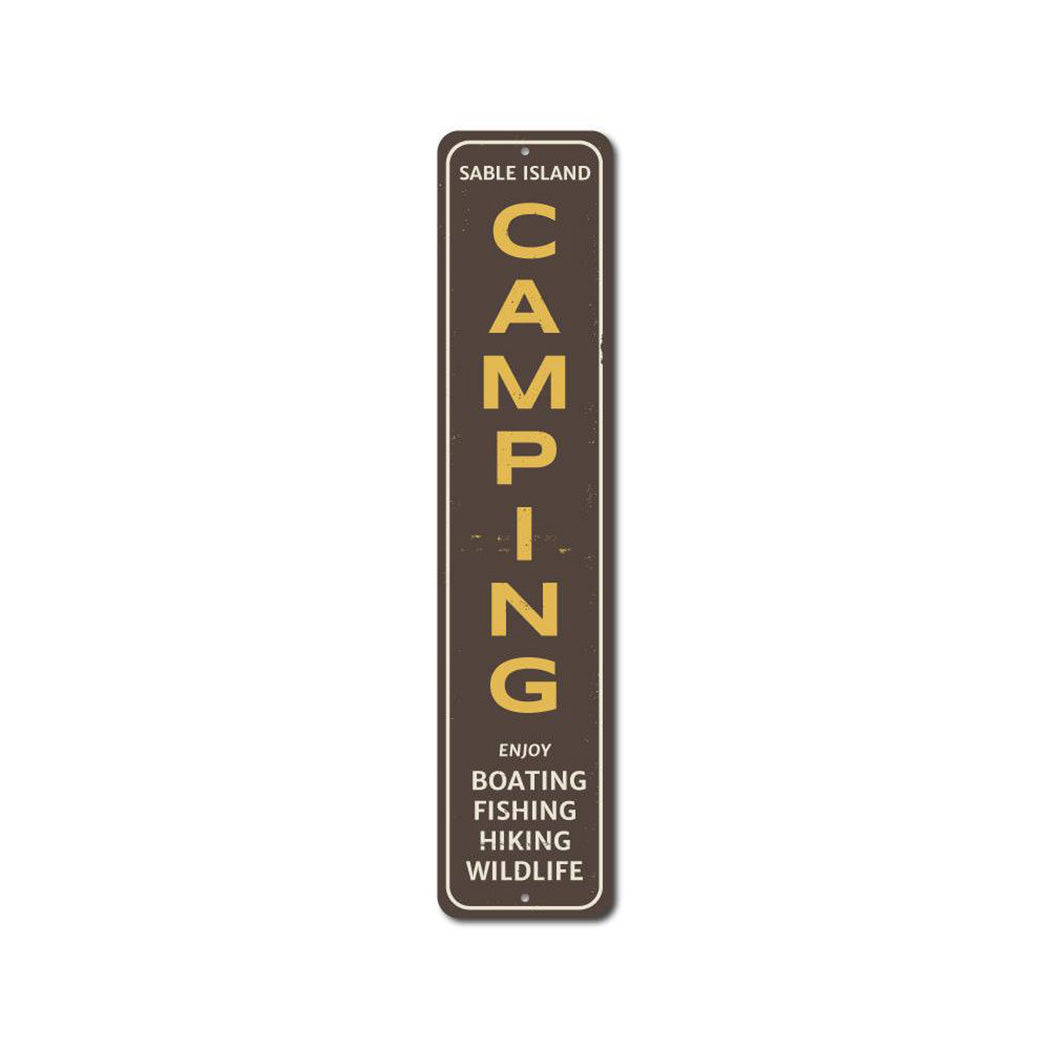 Camping Vertical Metal Sign