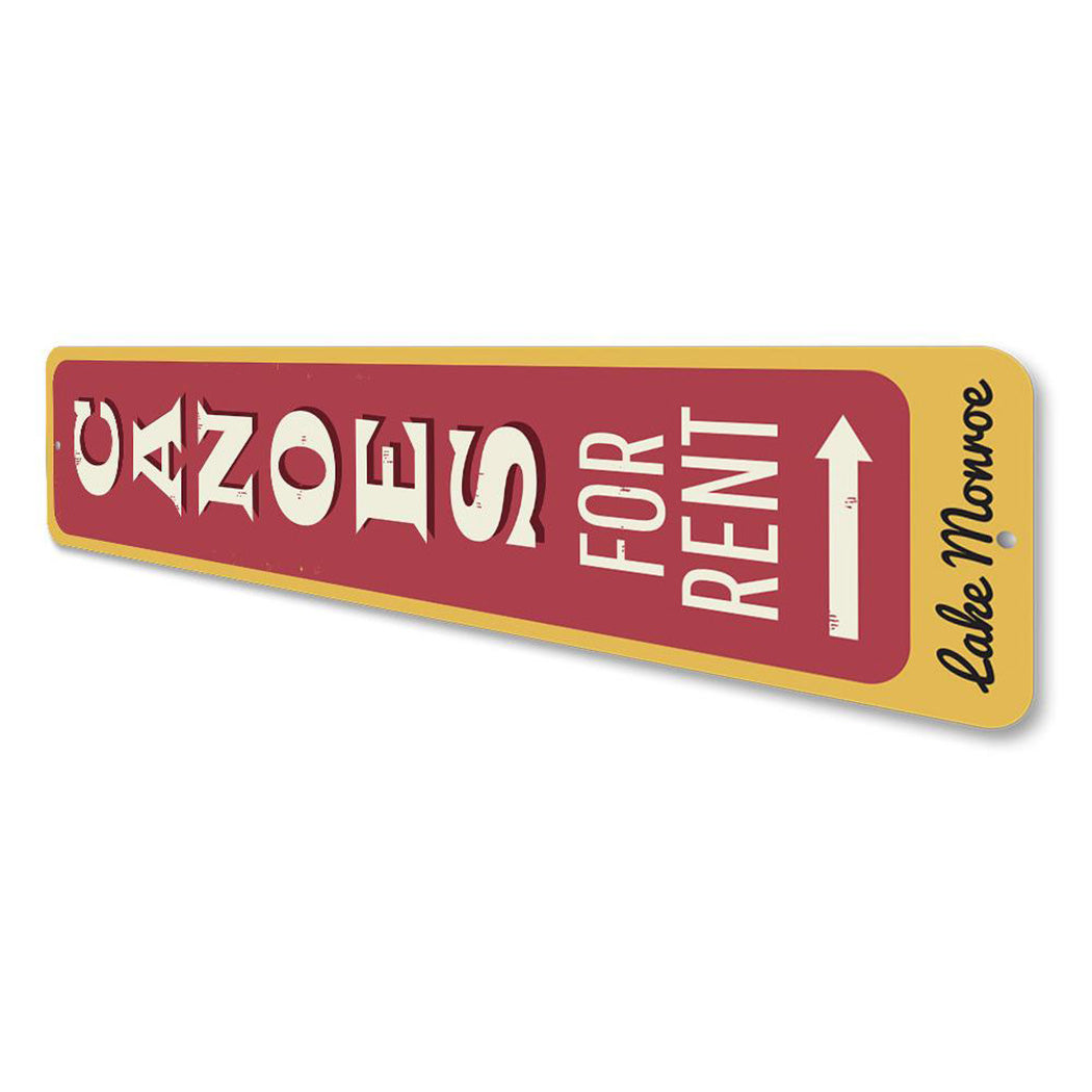 Canoes for Rent Arrow Vertical Sign