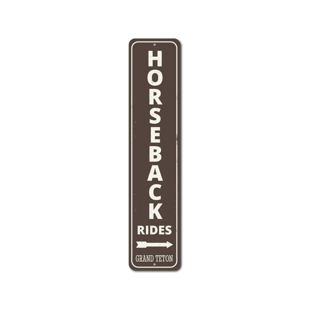 Horseback Rides Vertical Metal Sign