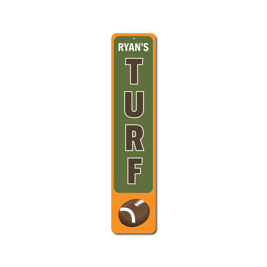 Football Turf Vertical Metal Sign