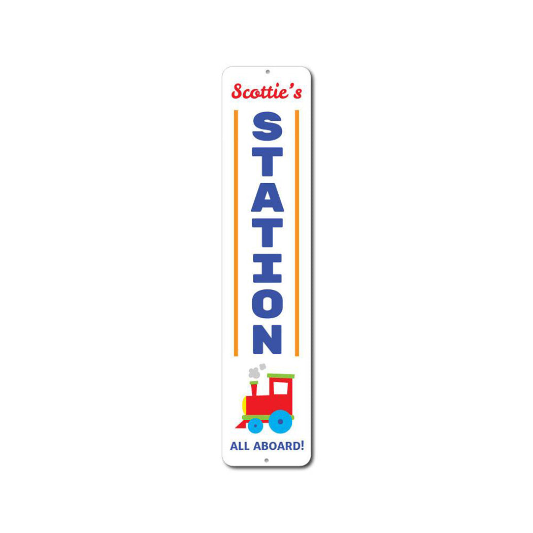 Train Station Vertical Sign