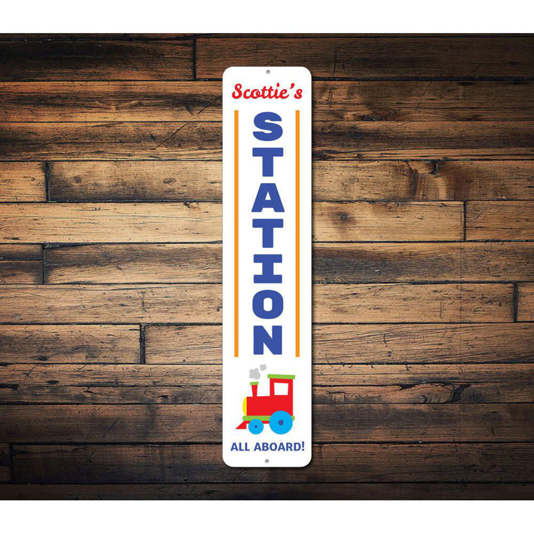 Train Station Vertical Sign