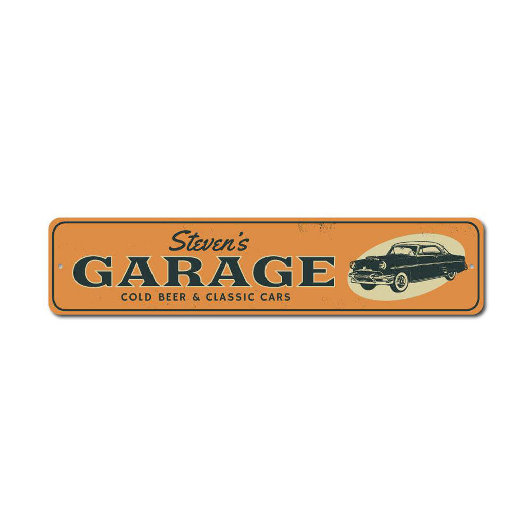 Cold Beer & Classic Cars Metal Sign
