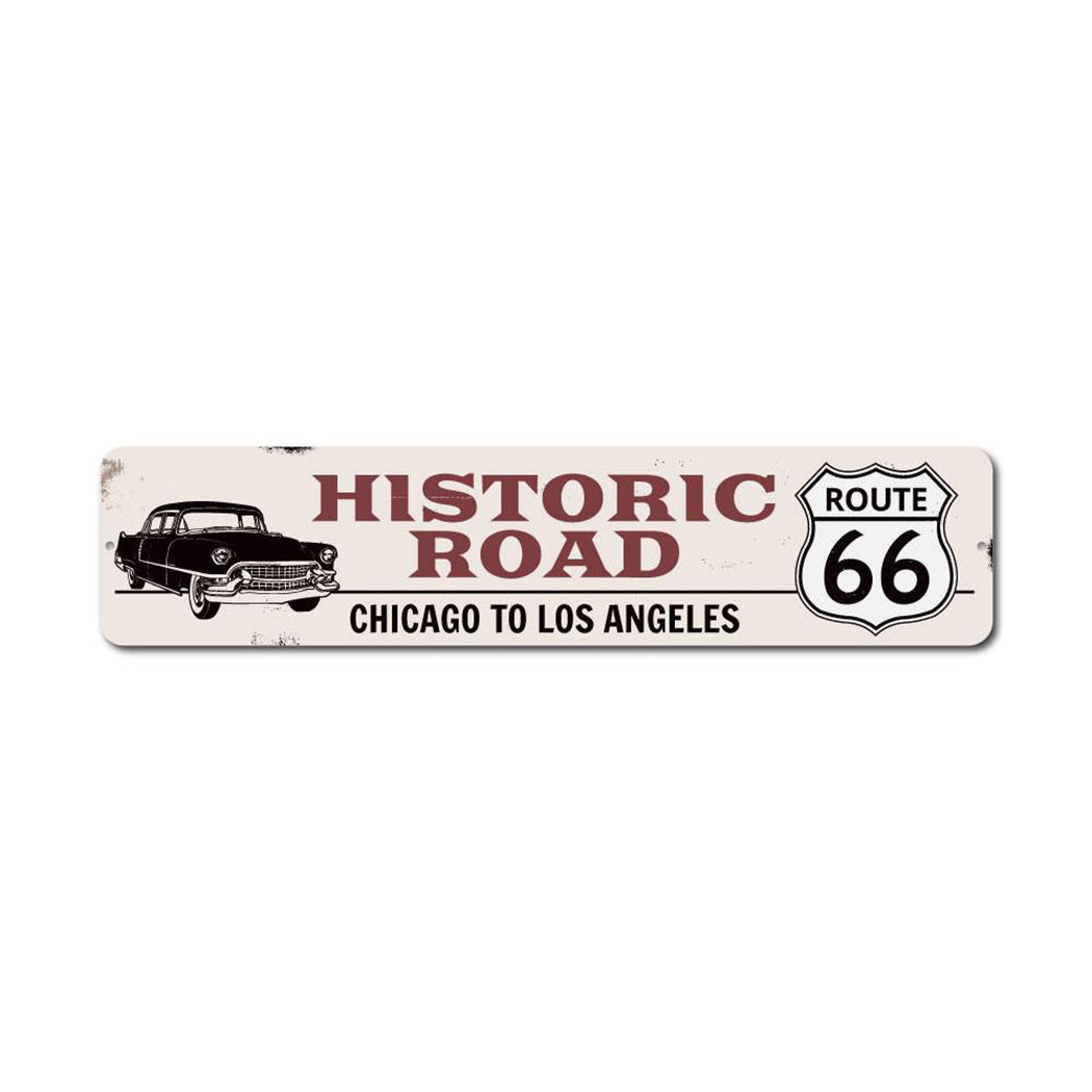 Classic Car Route 66 Metal Sign