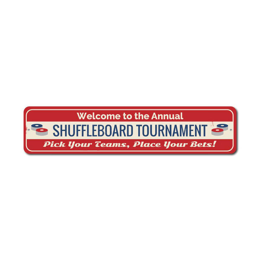 Shuffleboard Tournament Metal Sign