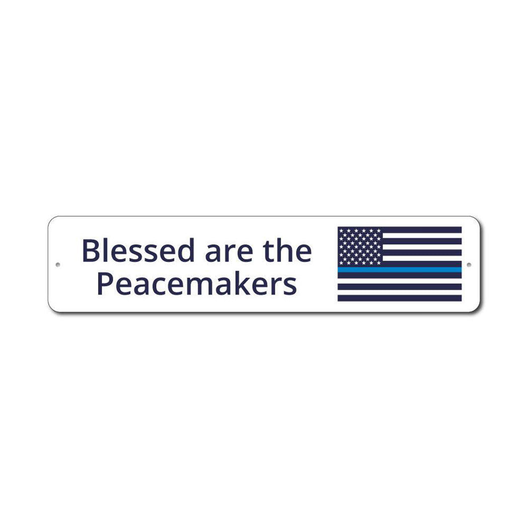 Blessed Blue Line Flag Metal Sign