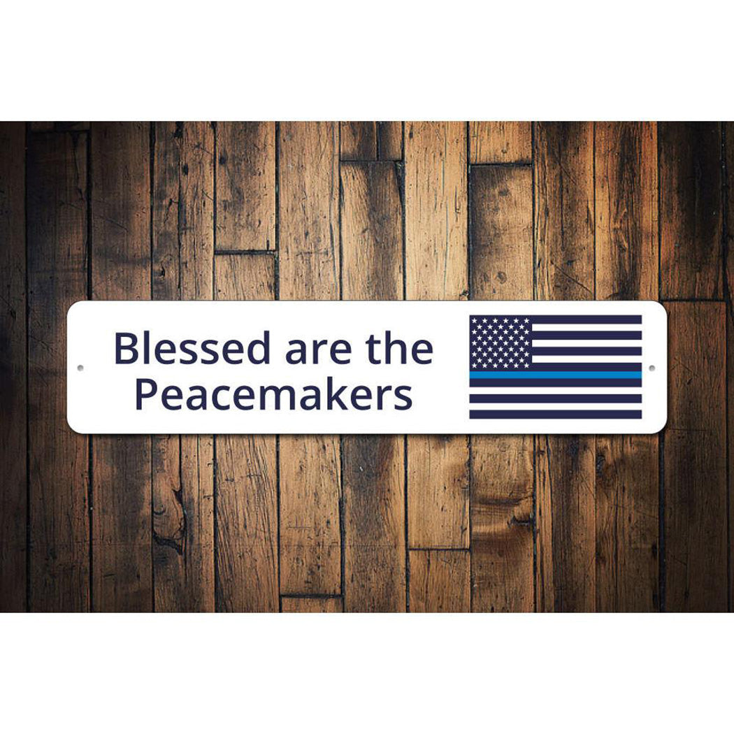 Blessed Blue Line Flag Sign