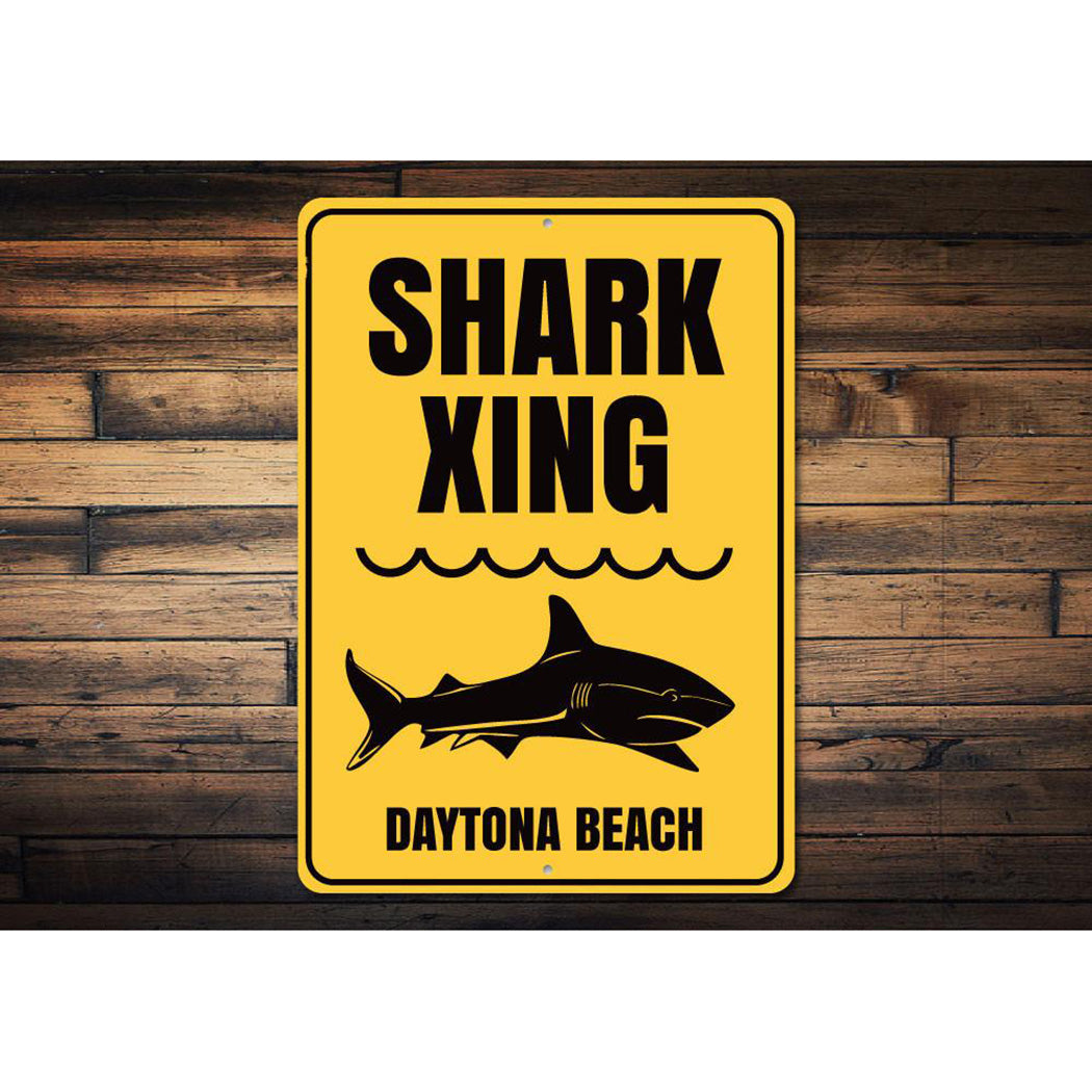Beach Name Shark Crossing Sign