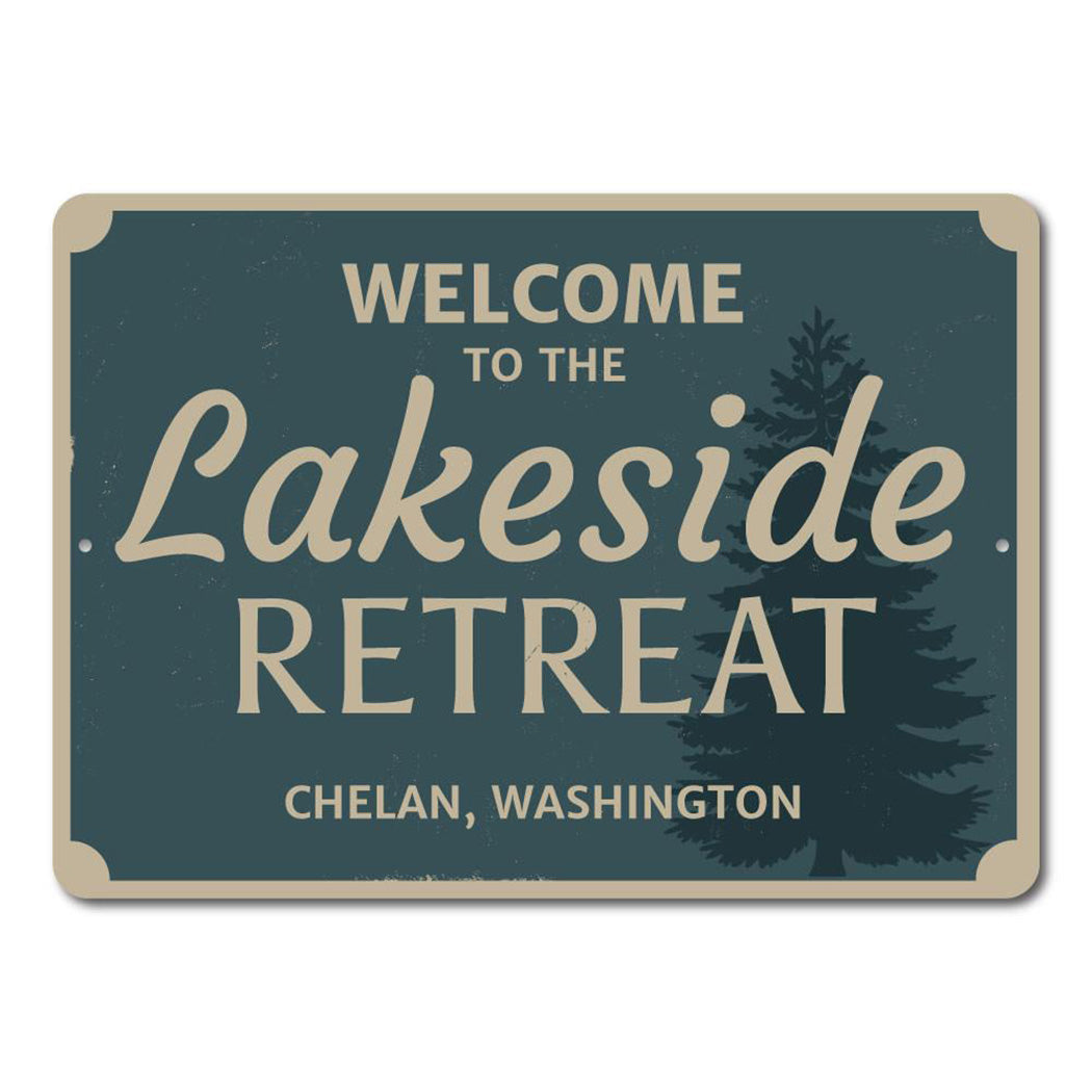 Welcome Lakeside Retreat Sign