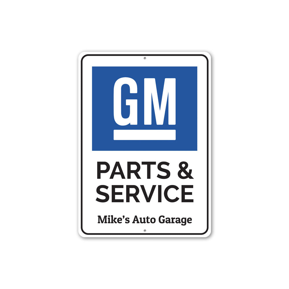 GM Parts and Service Auto Garage Personalized Sign