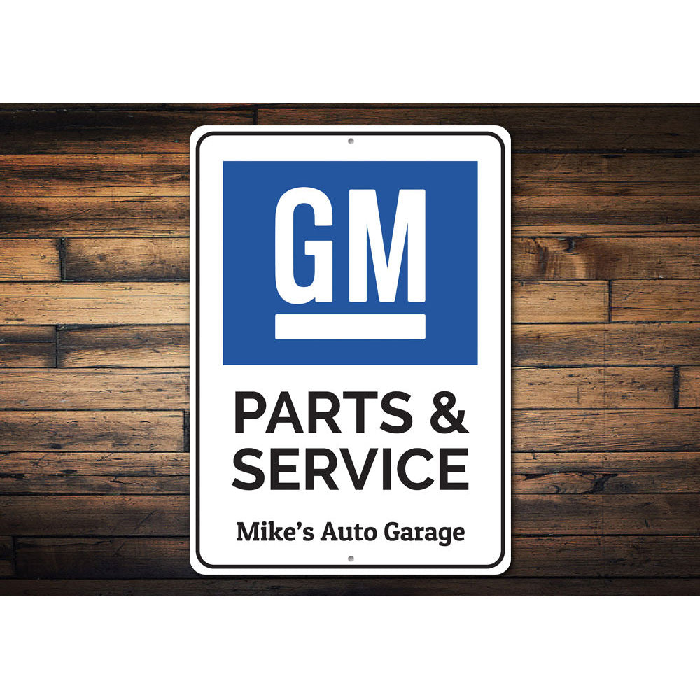 GM Parts and Service Auto Garage Personalized Sign