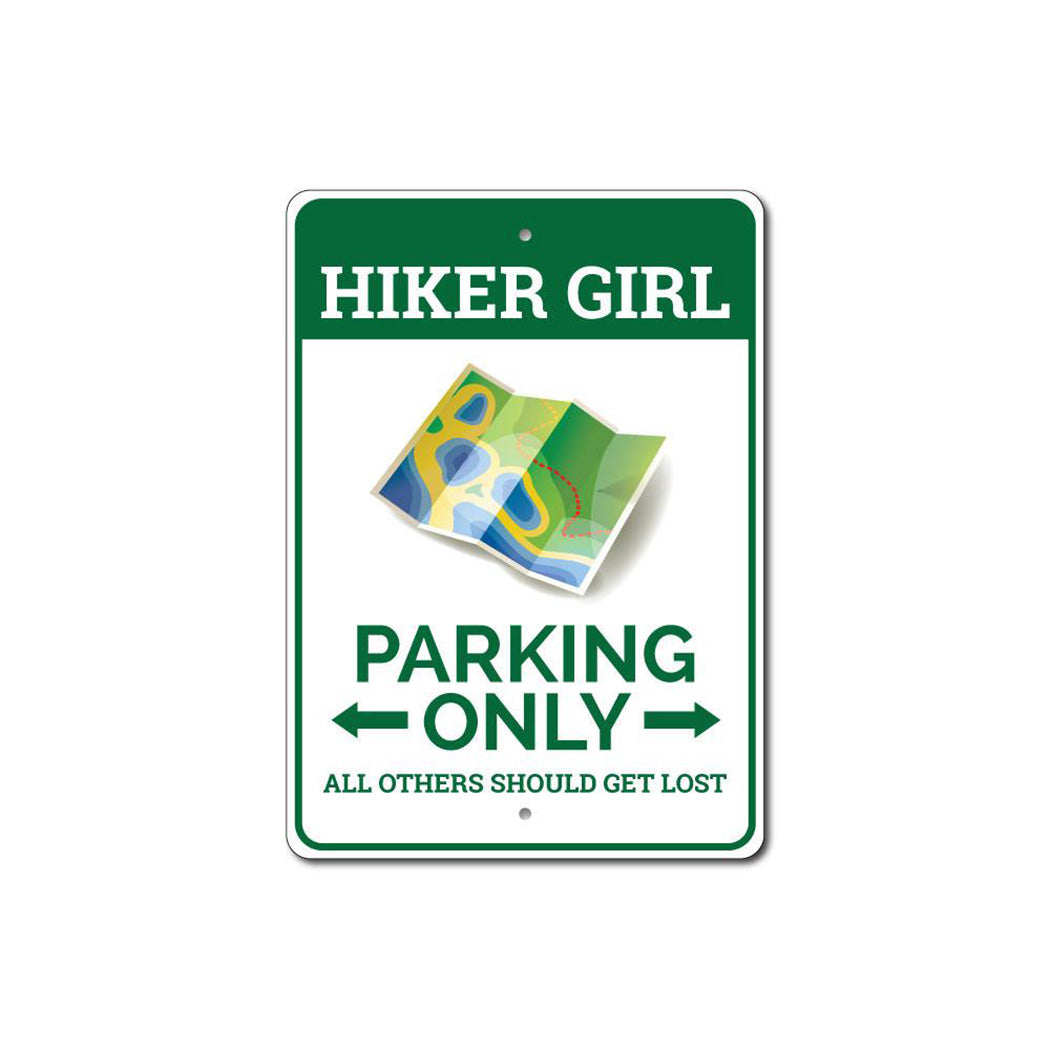 Hiker Girl Parking Sign