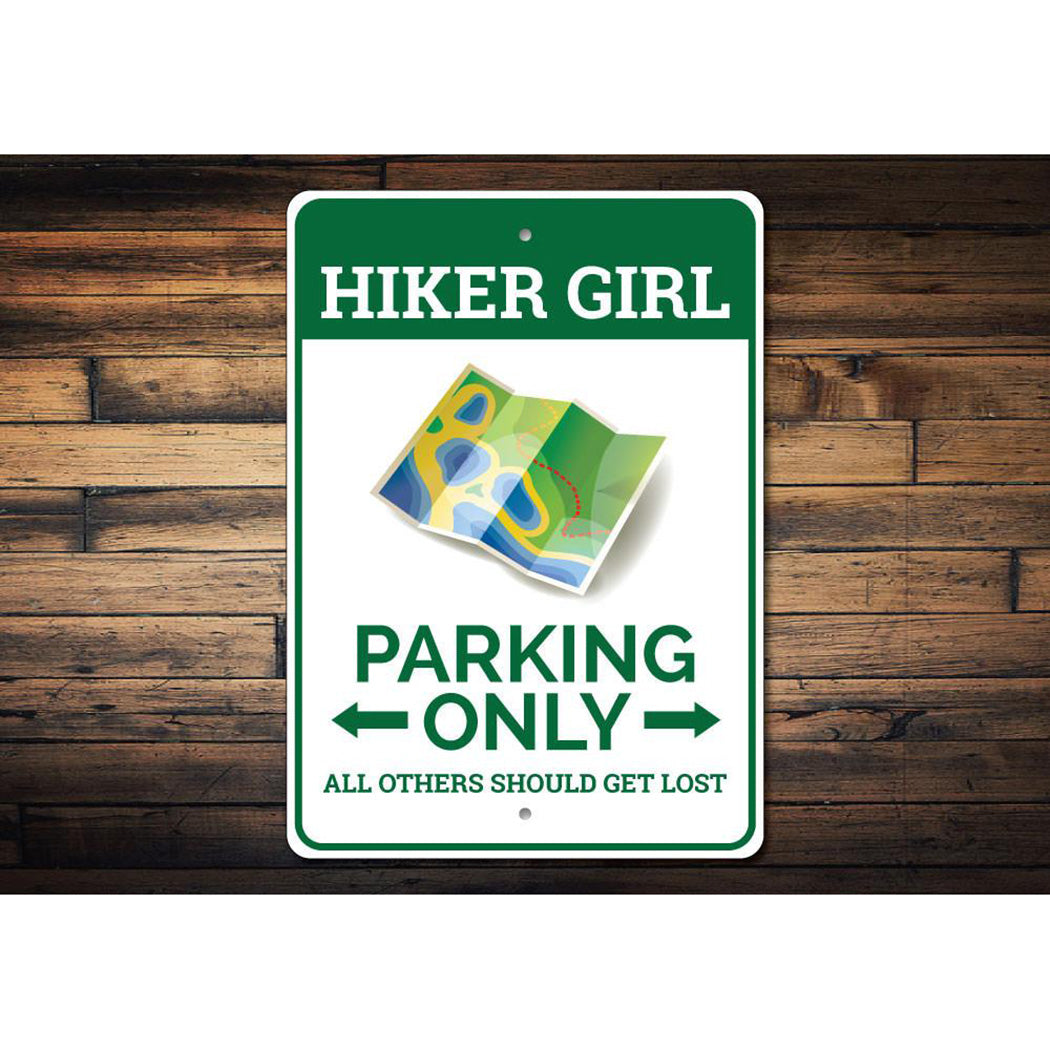 Hiker Girl Parking Sign