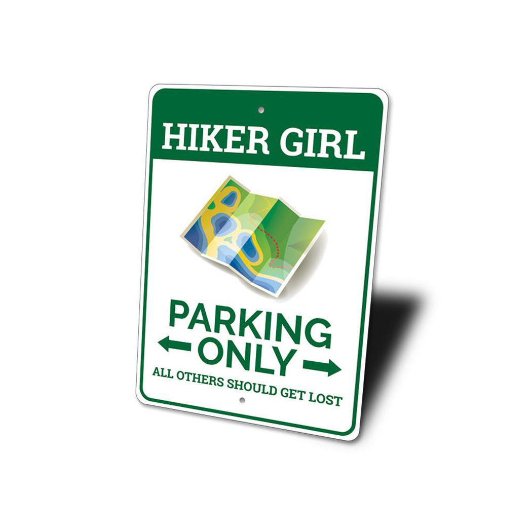 Hiker Girl Parking Sign