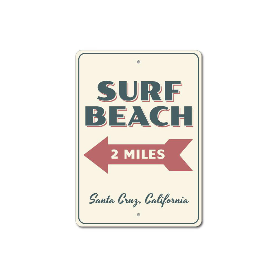 Surf Beach Metal Sign