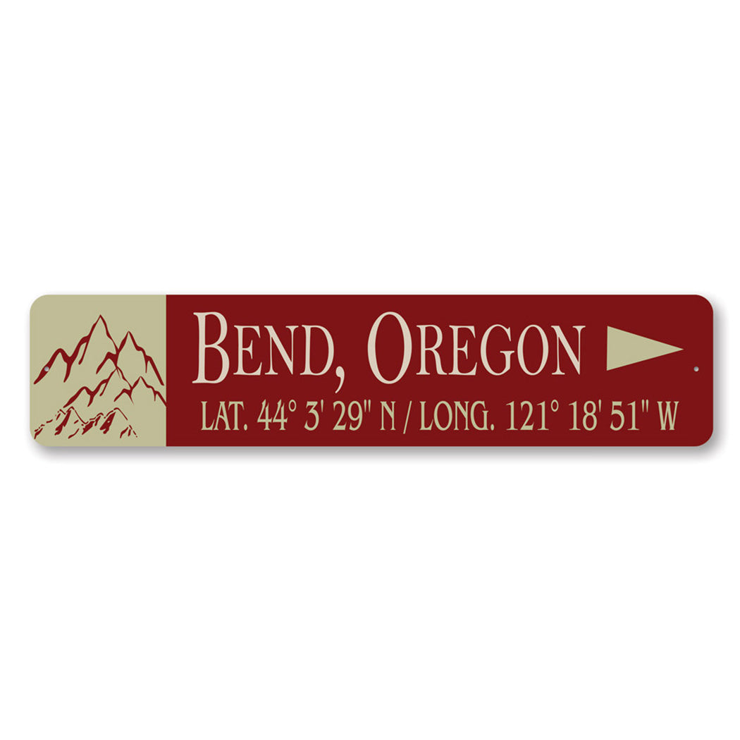Mountain Latitude Longitude Arrow City Sign