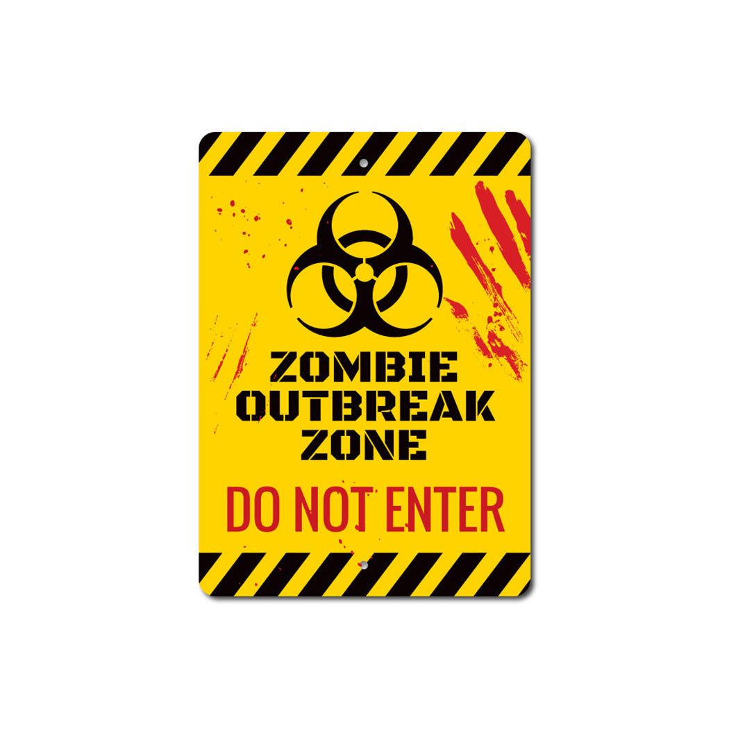 Zombie Do Not Enter Metal Sign