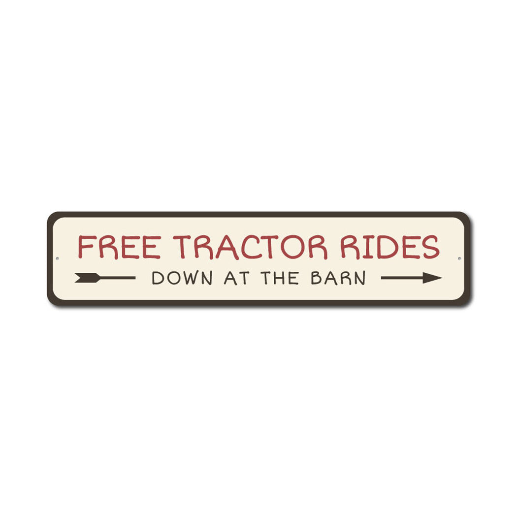 Free Tractor Rides Metal Sign