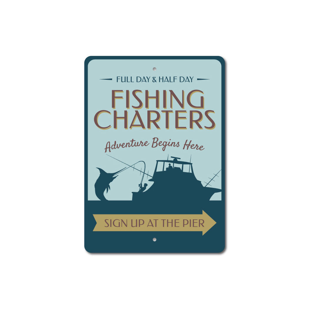 Fishing Charter Arrow Sign