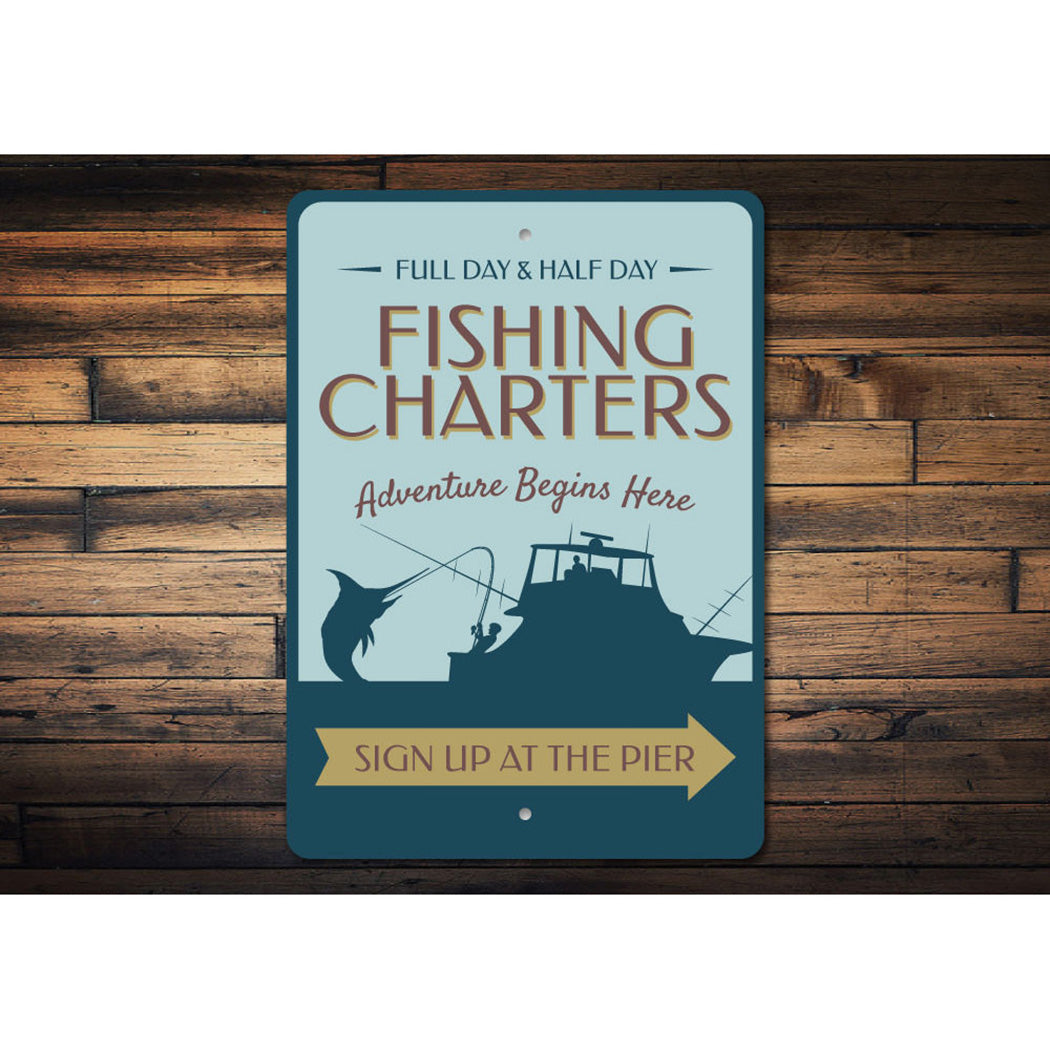 Fishing Charter Arrow Sign