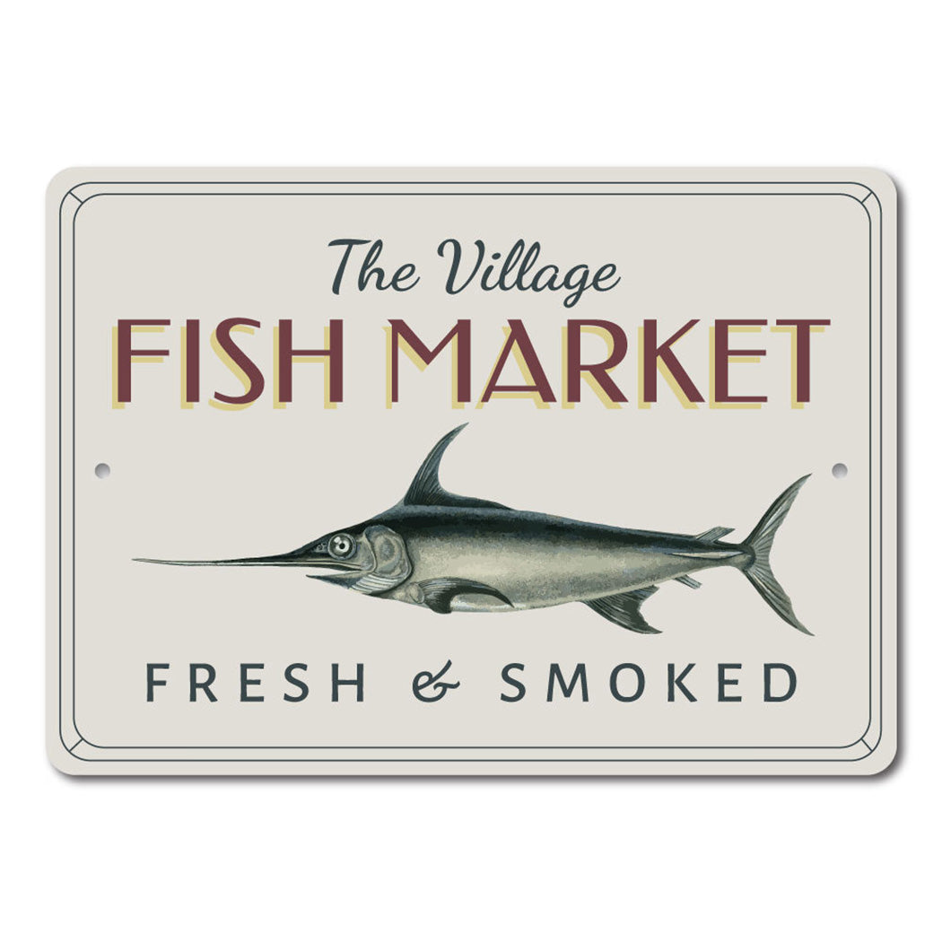 Village Fish Market Metal Sign