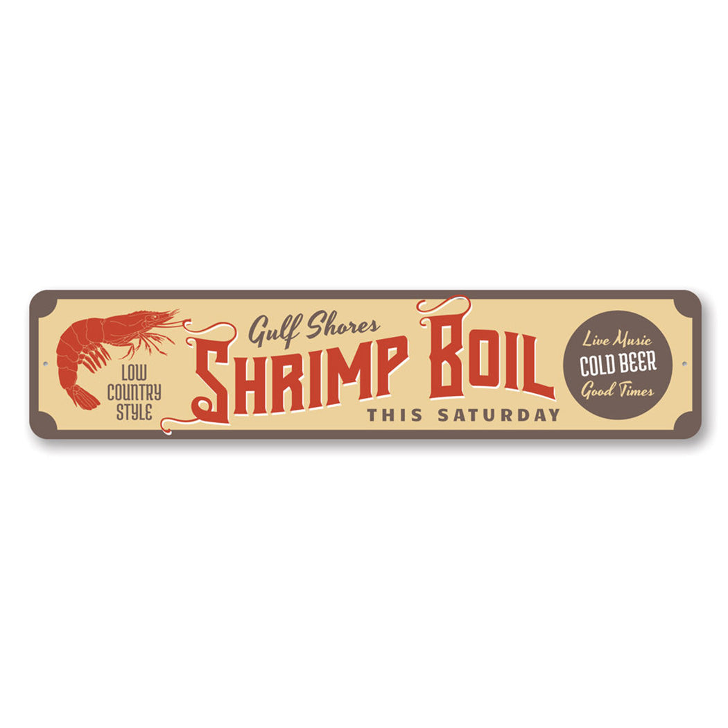 Gulf Shores Shrimp Boil Metal Sign