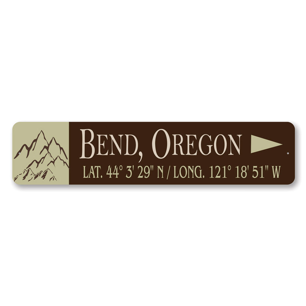 City Mountain Latitude And Longitude Arrow Sign