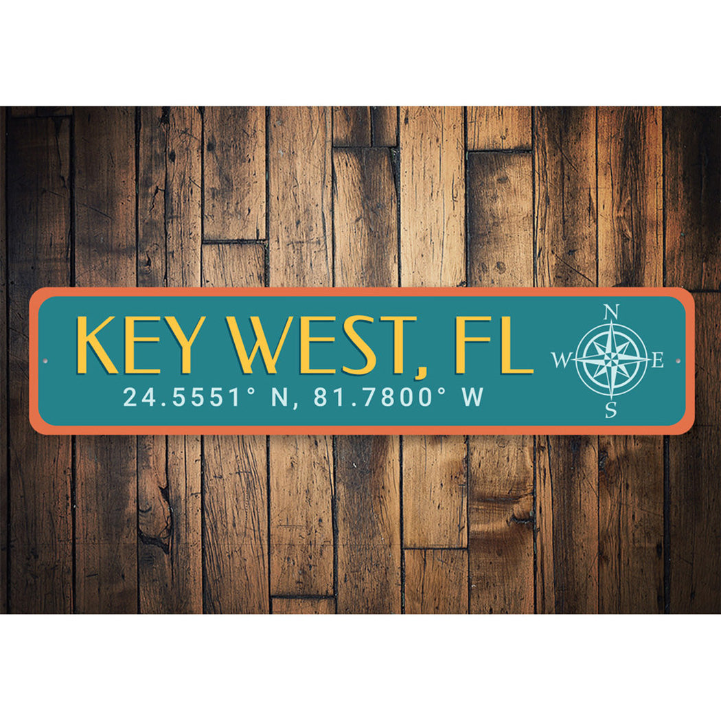 Key West Coordinates Sign
