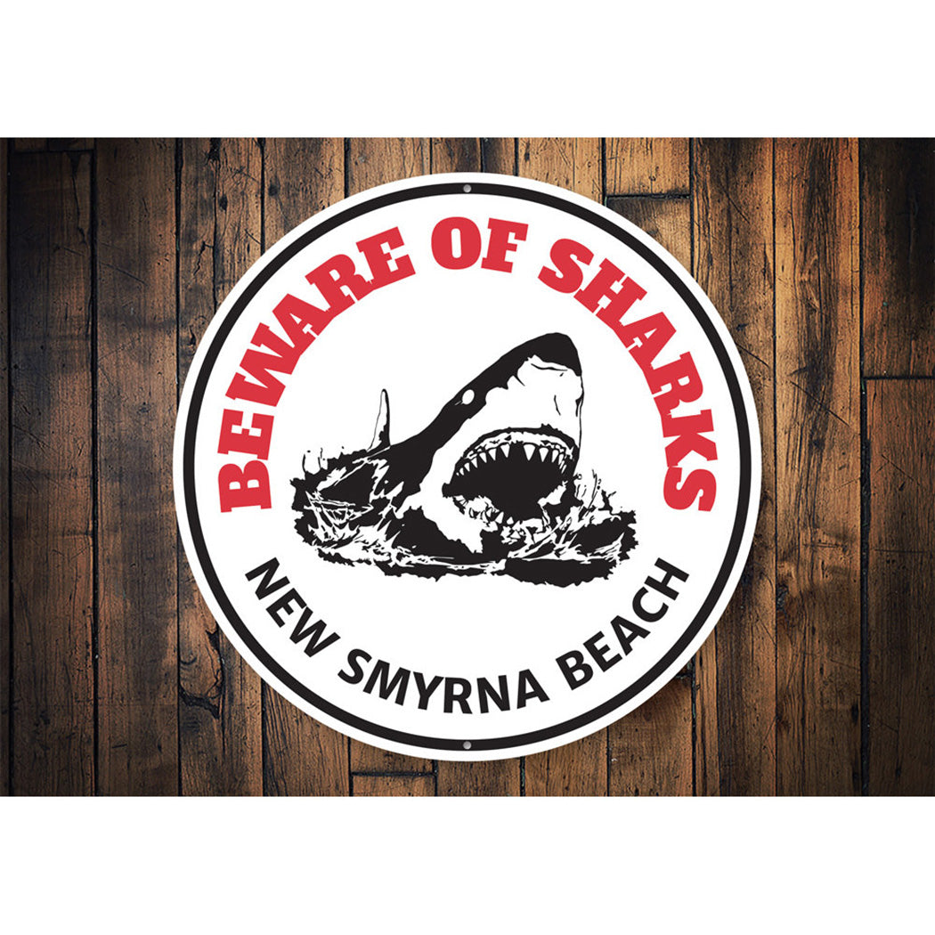 Beware of Sharks Beach Sign Aluminum Sign