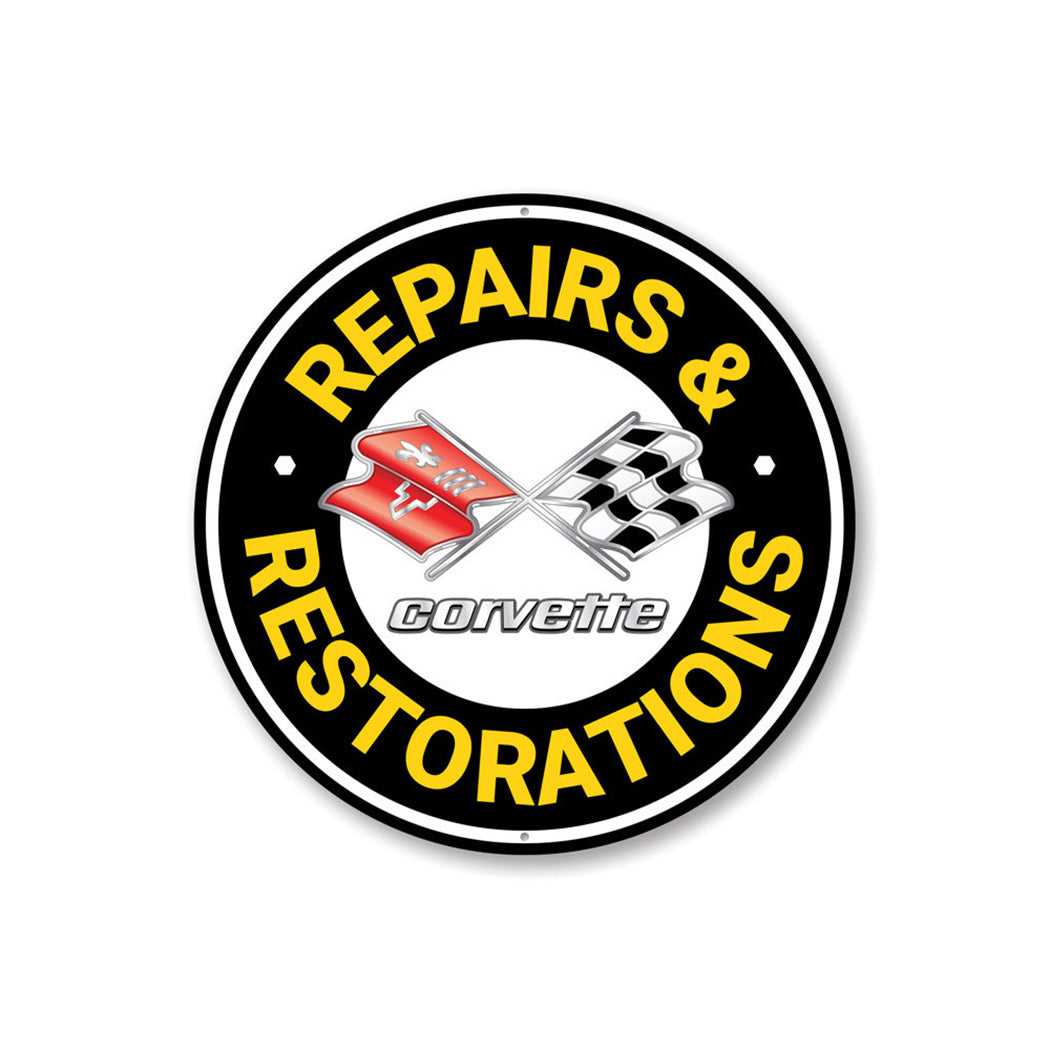 Corvette Repairs and Restoration Car Sign Aluminum Sign