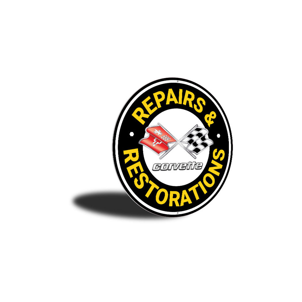 Corvette Repairs and Restoration Car Sign Aluminum Sign